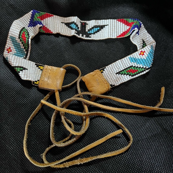 Native American Beaded Buck Skin Belt Sash*